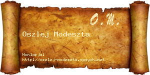 Oszlej Modeszta névjegykártya